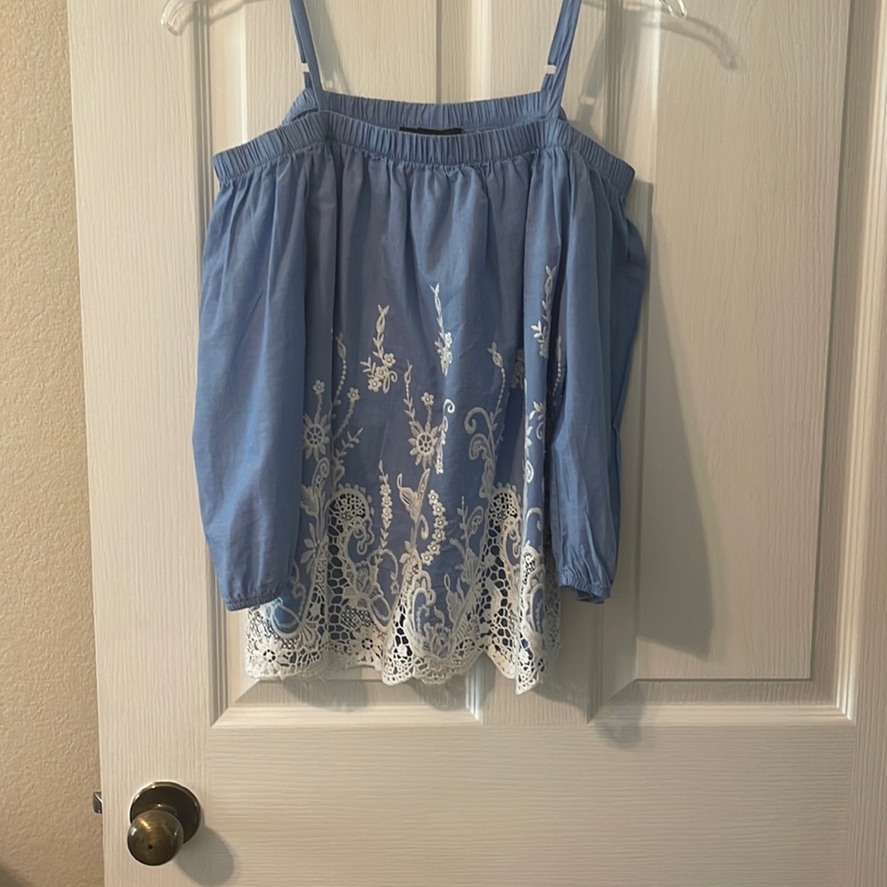 Off the shoulder chambray top